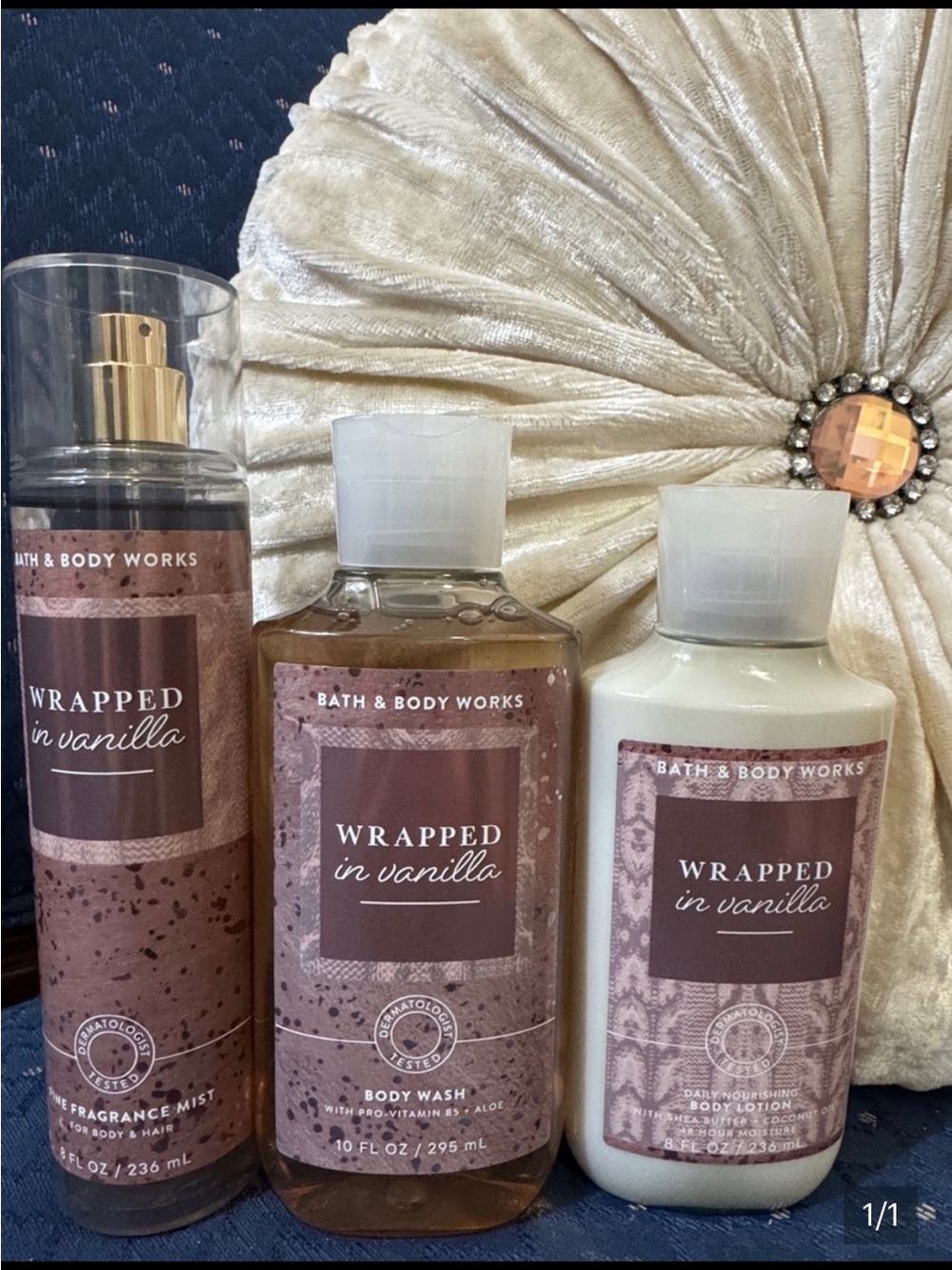 Bath & Body Works Wrapped in Vanilla Fragrance Mist, Body Wash & Lotion (Brown)